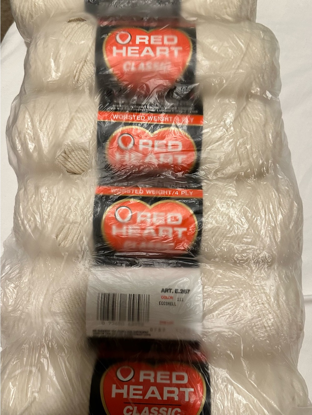 Red Heart Classic Yarn - Eggshell White Lot of 6 Skeins